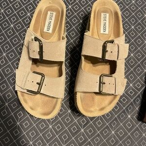 Steve Madden Tan Suede Buckle Sandals